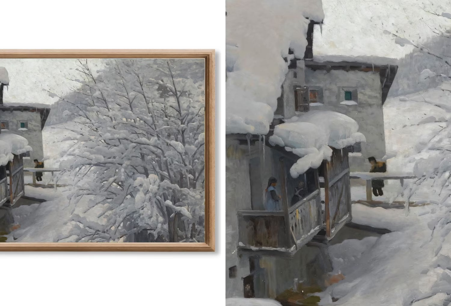 Frame TV Vintage Oil Paintings Winter Art - Nature wall Art