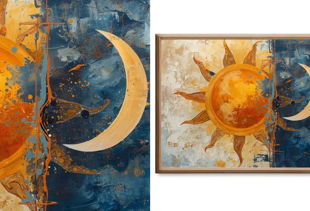 Samsung Frame TV Art - Original Paintings - Sun and Moon Digital Download - 40 Frame TV Art