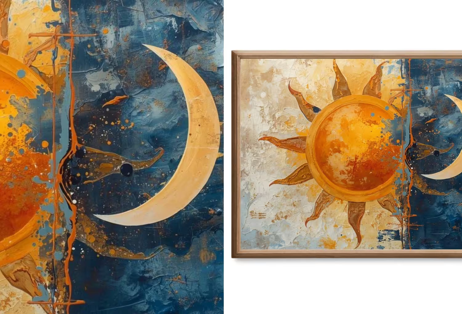 Samsung Frame TV Art - Original Paintings - Sun and Moon Digital Download - 40 Frame TV Art