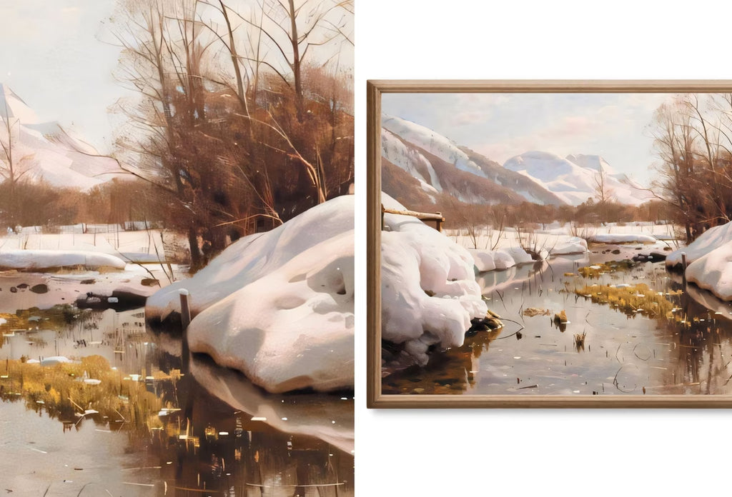 Frame TV Vintage Oil Paintings Winter Art - Nature wall Art