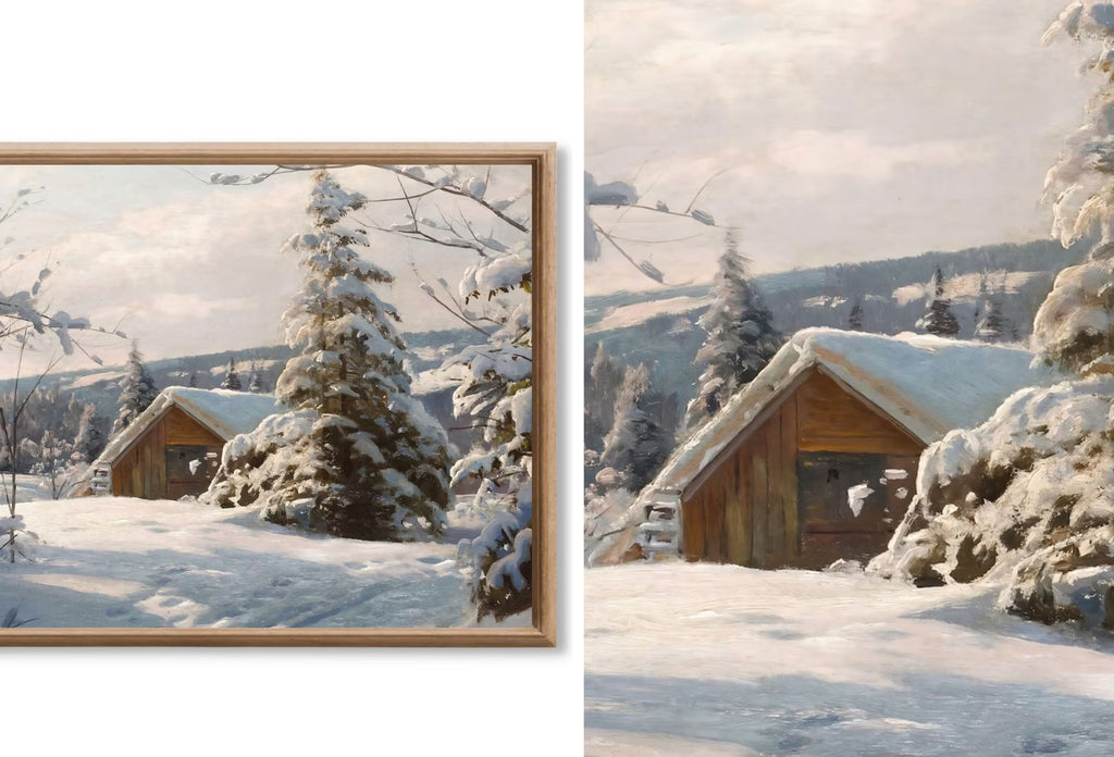Frame TV Vintage Oil Paintings Winter Art - Nature wall Art