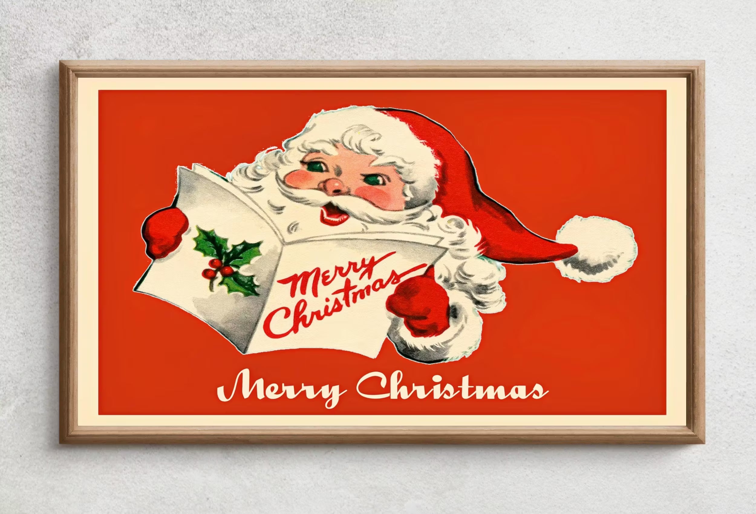 Samsung Frame TV Art 4K Vintage Santa Claus Retro Christmas Card. Christmas Greeting Wall Decor. Instant Download Frame TV Art. Art for TV