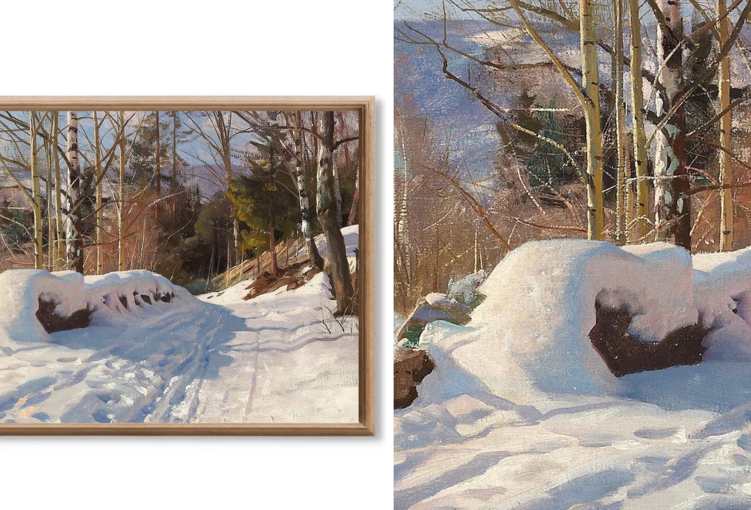 Frame TV Vintage Oil Paintings Winter Art - Nature wall Art