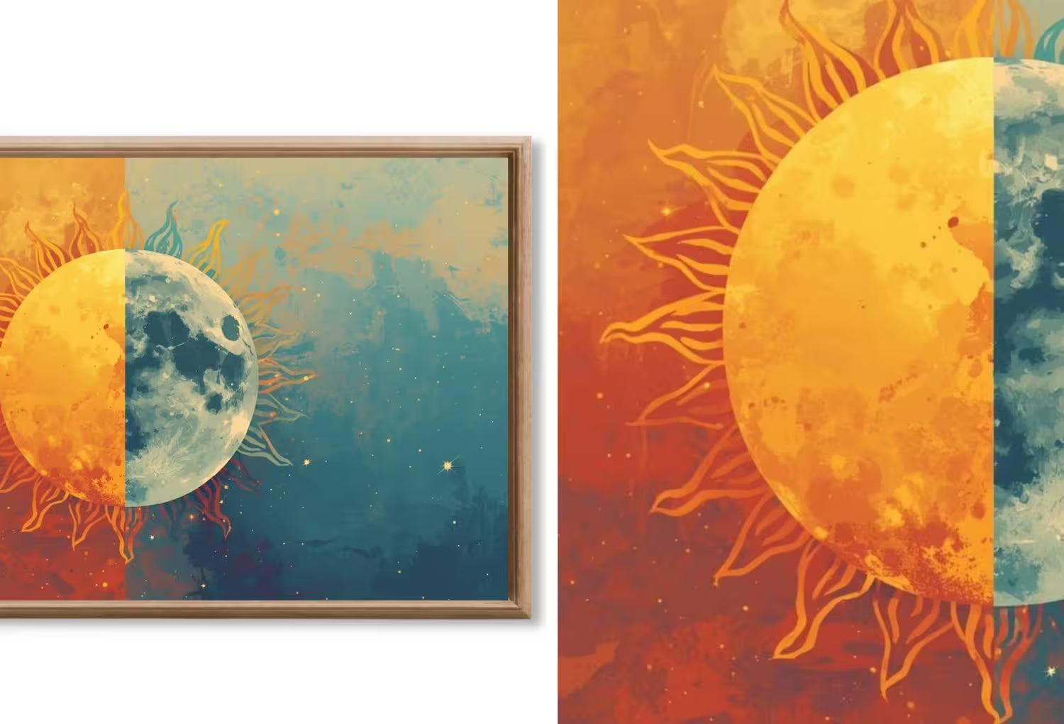 Samsung Frame TV Art - Original Paintings - Sun and Moon Digital Download - 40 Frame TV Art
