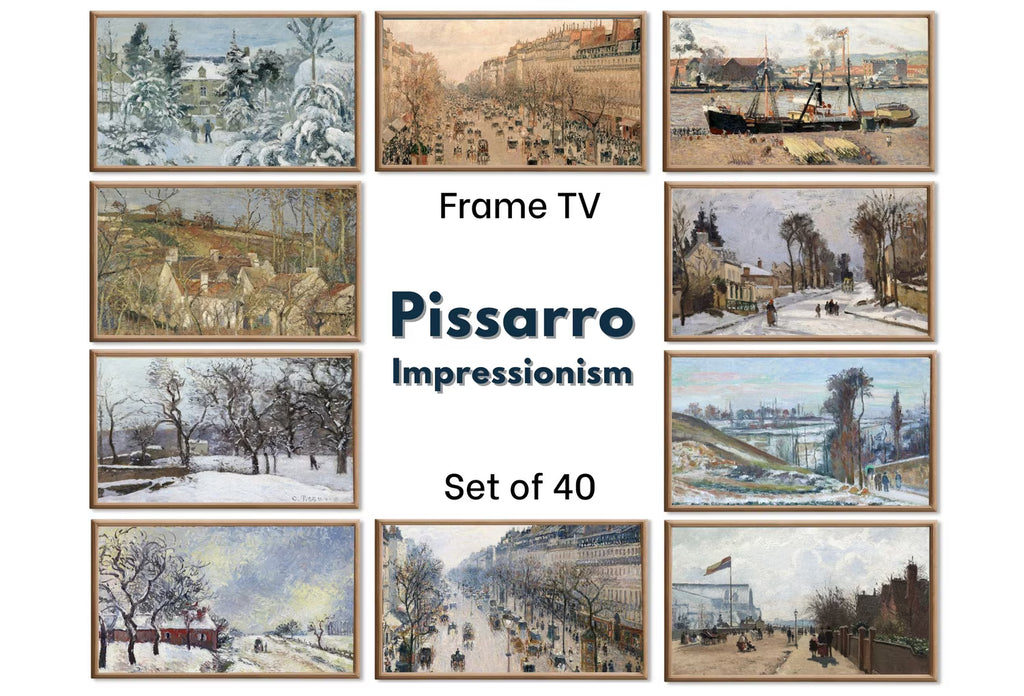 Frame TV Art Pissarro Impressionist Oil Paintings - French Country Decor - Paris Wall Art Set of 40
