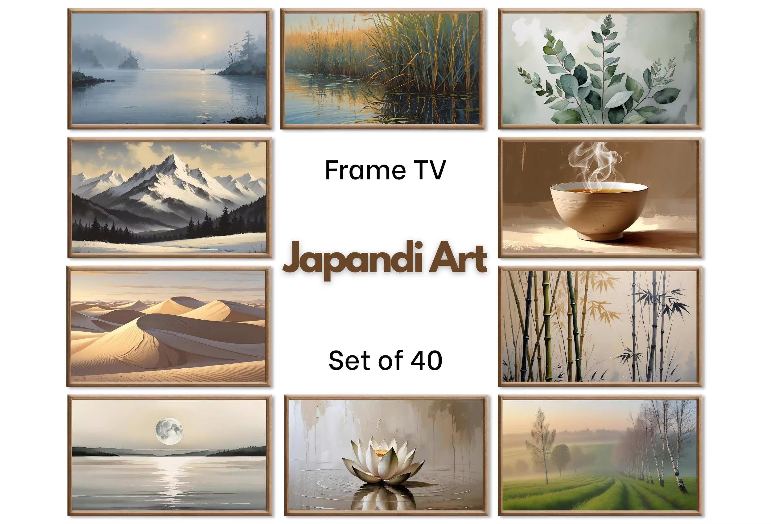 Japandi Wall Art — Frame TV Art for Samsung Frame TV, 40 Neutral Wall Art
