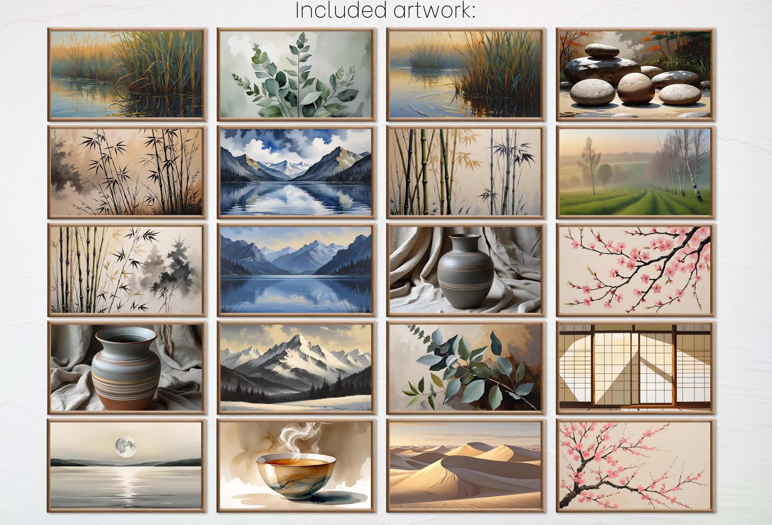 Japandi Wall Art — Frame TV Art for Samsung Frame TV, 40 Neutral Wall Art