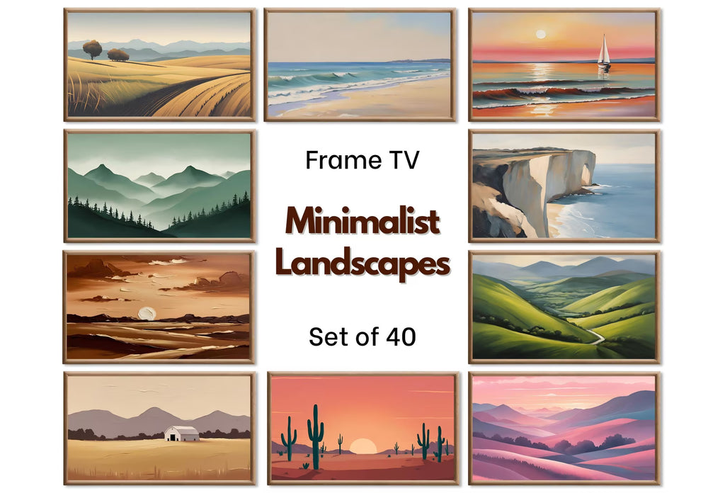 Minimalist Landscape Paintings. Samsung Frame TV Art Set