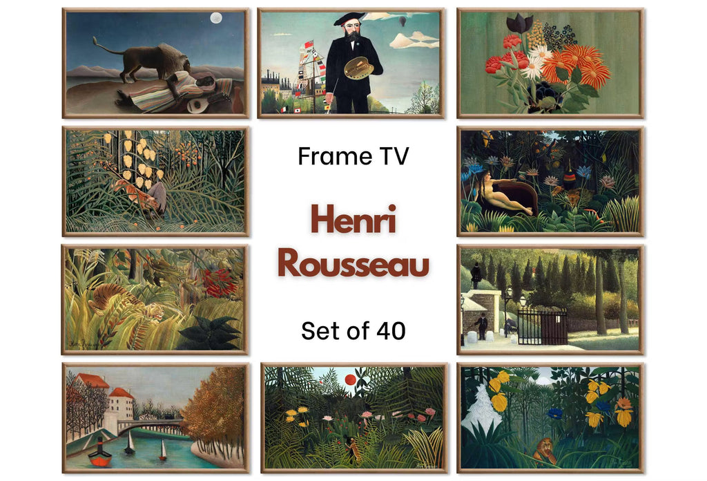 Frame TV Art -  Henri Rousseau Primitive Decor  | Botanical Wall Art |  Tropical Art Set of 40 for The Frame TV
