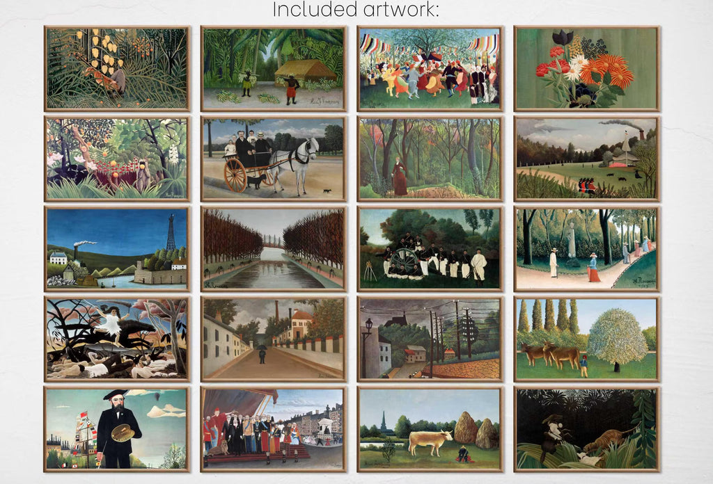 Frame TV Art -  Henri Rousseau Primitive Decor  | Botanical Wall Art |  Tropical Art Set of 40 for The Frame TV