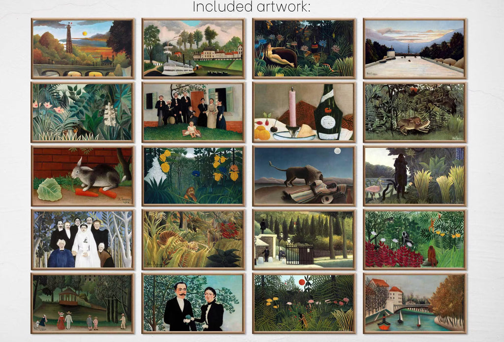 Frame TV Art -  Henri Rousseau Primitive Decor  | Botanical Wall Art |  Tropical Art Set of 40 for The Frame TV