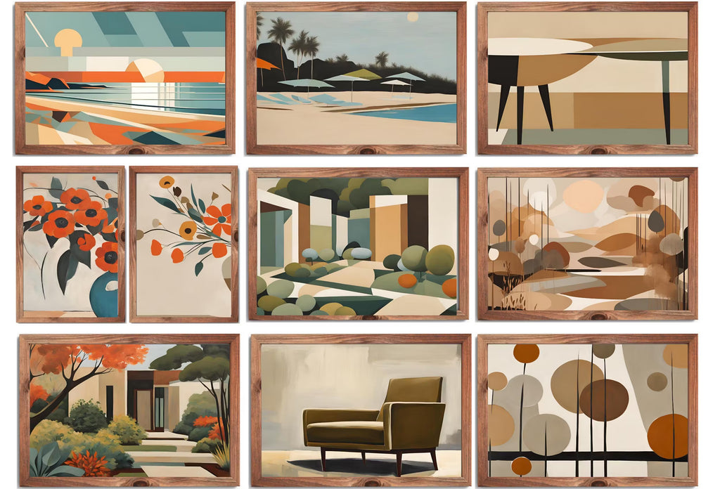 Mid Century Modern Digital Wall Art - MCM Decor Original Paintings