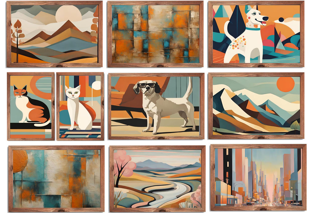 Mid Century Modern Digital Wall Art - MCM Decor Original Paintings