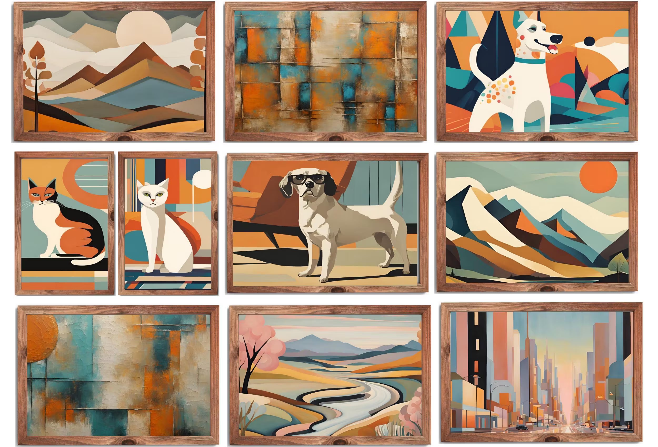 Mid Century Modern Digital Wall Art - MCM Decor Original Paintings