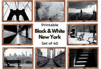 Black and White New York Digital Prints | Digital Wall Art | NYC Skyline, Brooklyn Urban Gallery Wall Set