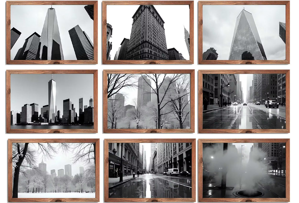 Black and White New York Digital Prints | Digital Wall Art | NYC Skyline, Brooklyn Urban Gallery Wall Set