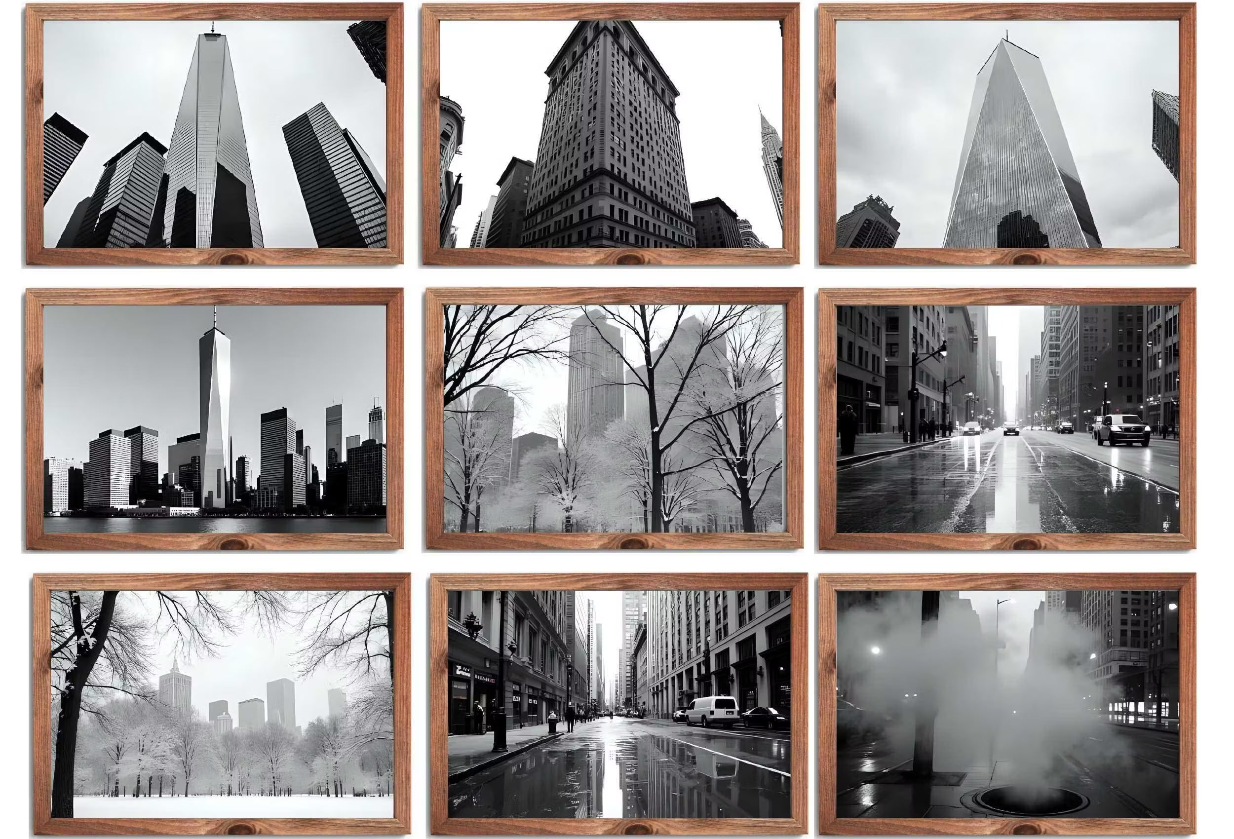 Black and White New York Digital Prints | Digital Wall Art | NYC Skyline, Brooklyn Urban Gallery Wall Set