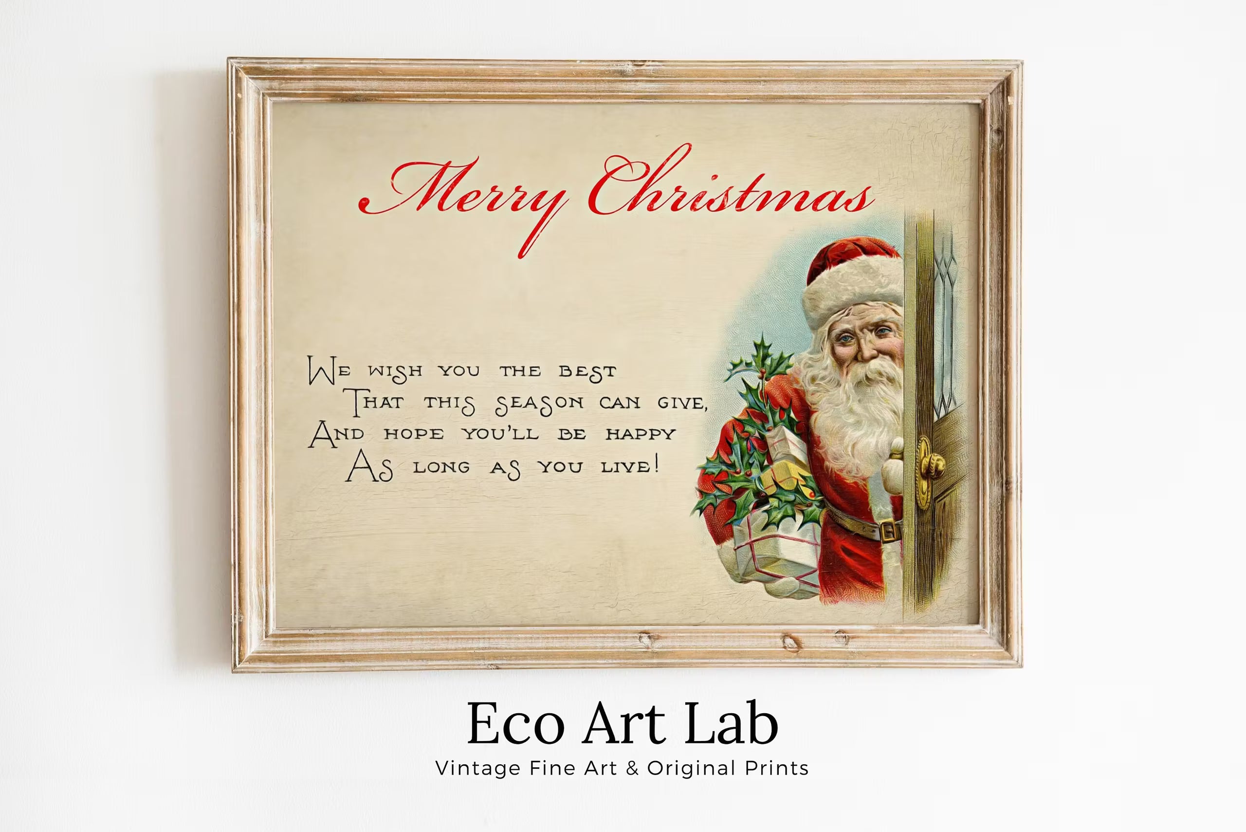 Christmas Greetings Vintage Postcard With Santa Claus