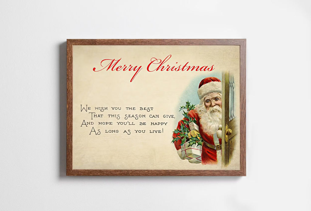 Christmas Greetings Vintage Postcard With Santa Claus
