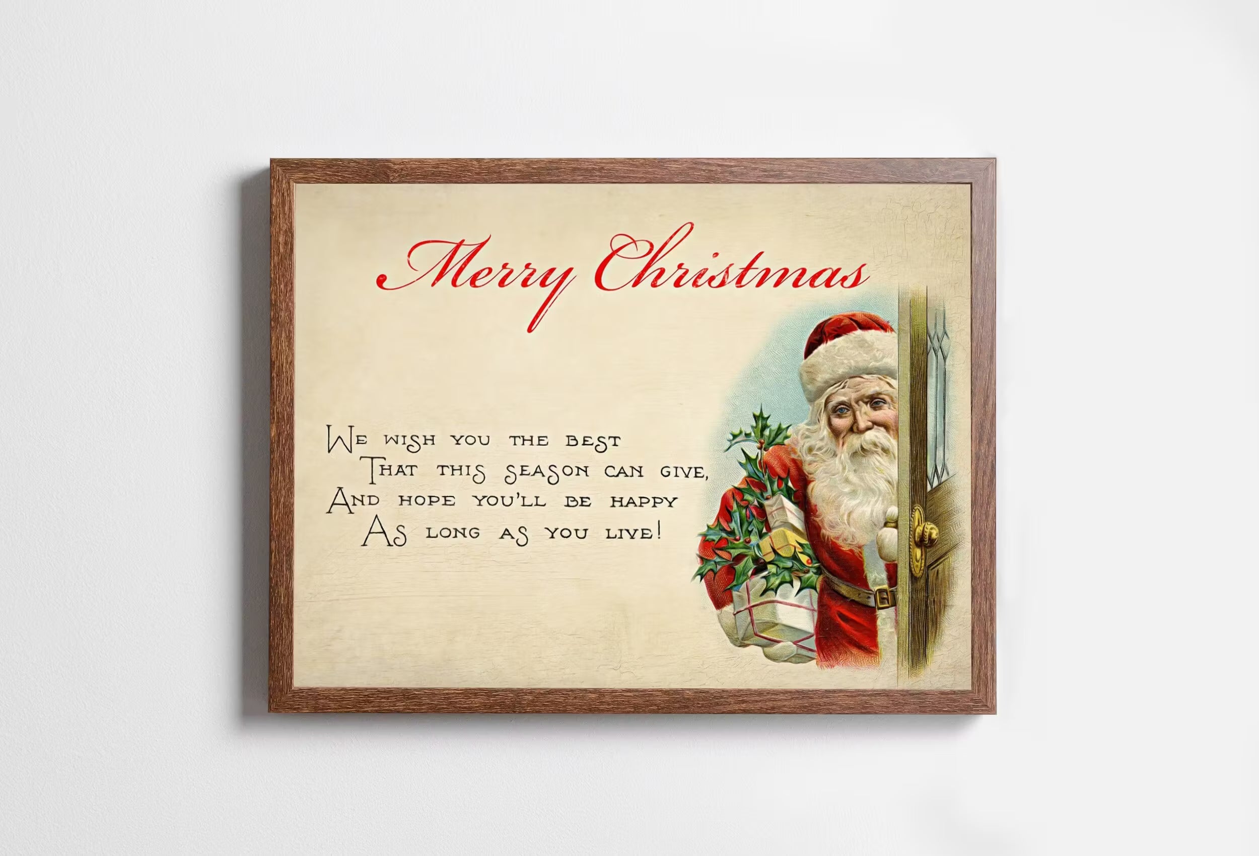 Christmas Greetings Vintage Postcard With Santa Claus