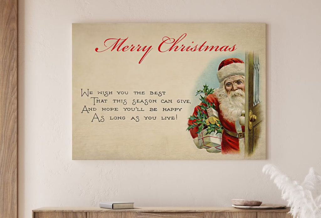 Christmas Greetings Vintage Postcard With Santa Claus