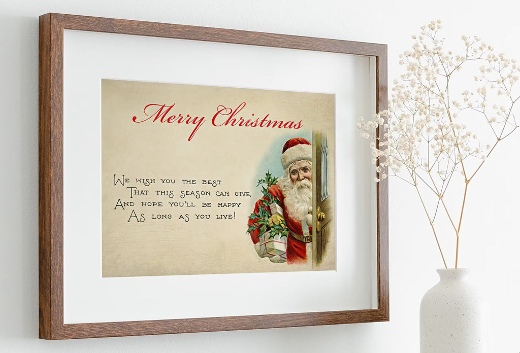 Christmas Greetings Vintage Postcard With Santa Claus