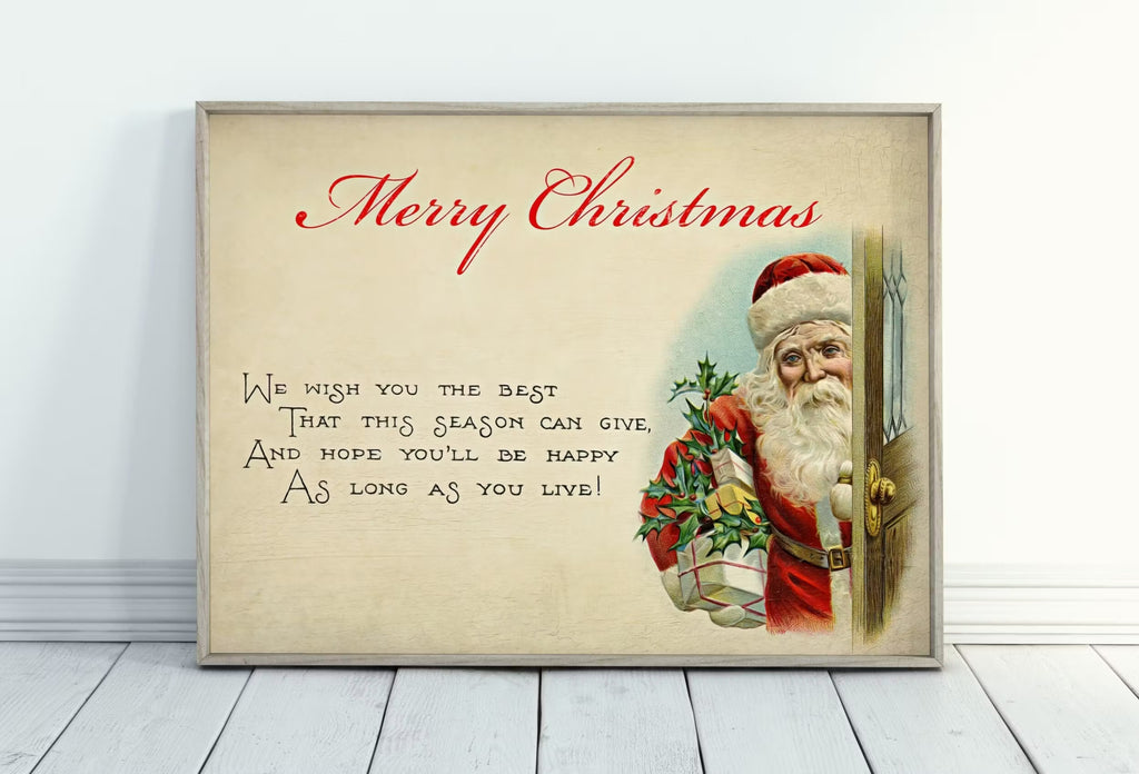 Christmas Greetings Vintage Postcard With Santa Claus