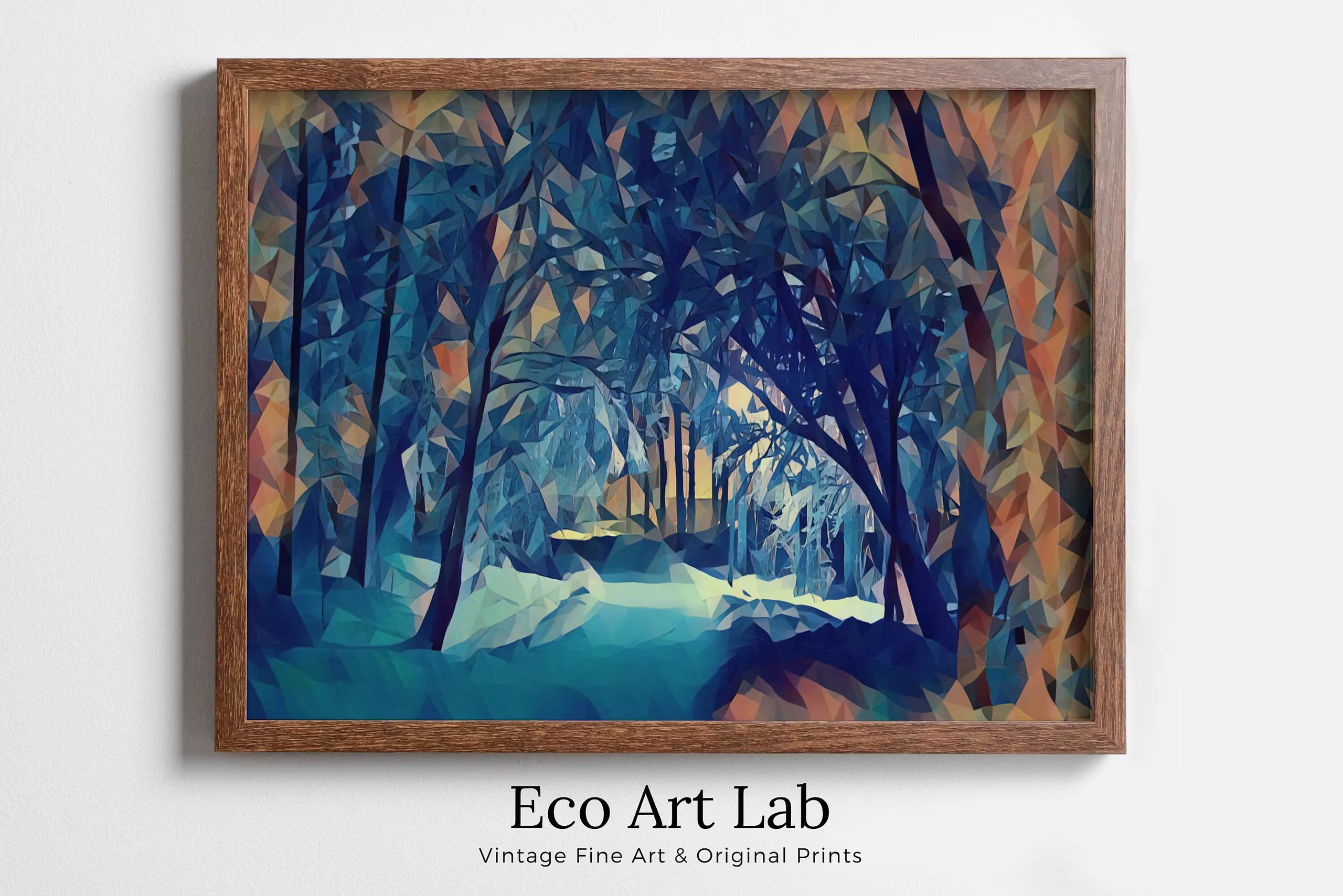 Snowy Winter Forest Trail Print. Abstract Winter Nature Landscape. Winter Poster Snowy Trees Wall Art. Snow Covered Trees. Printable Art.