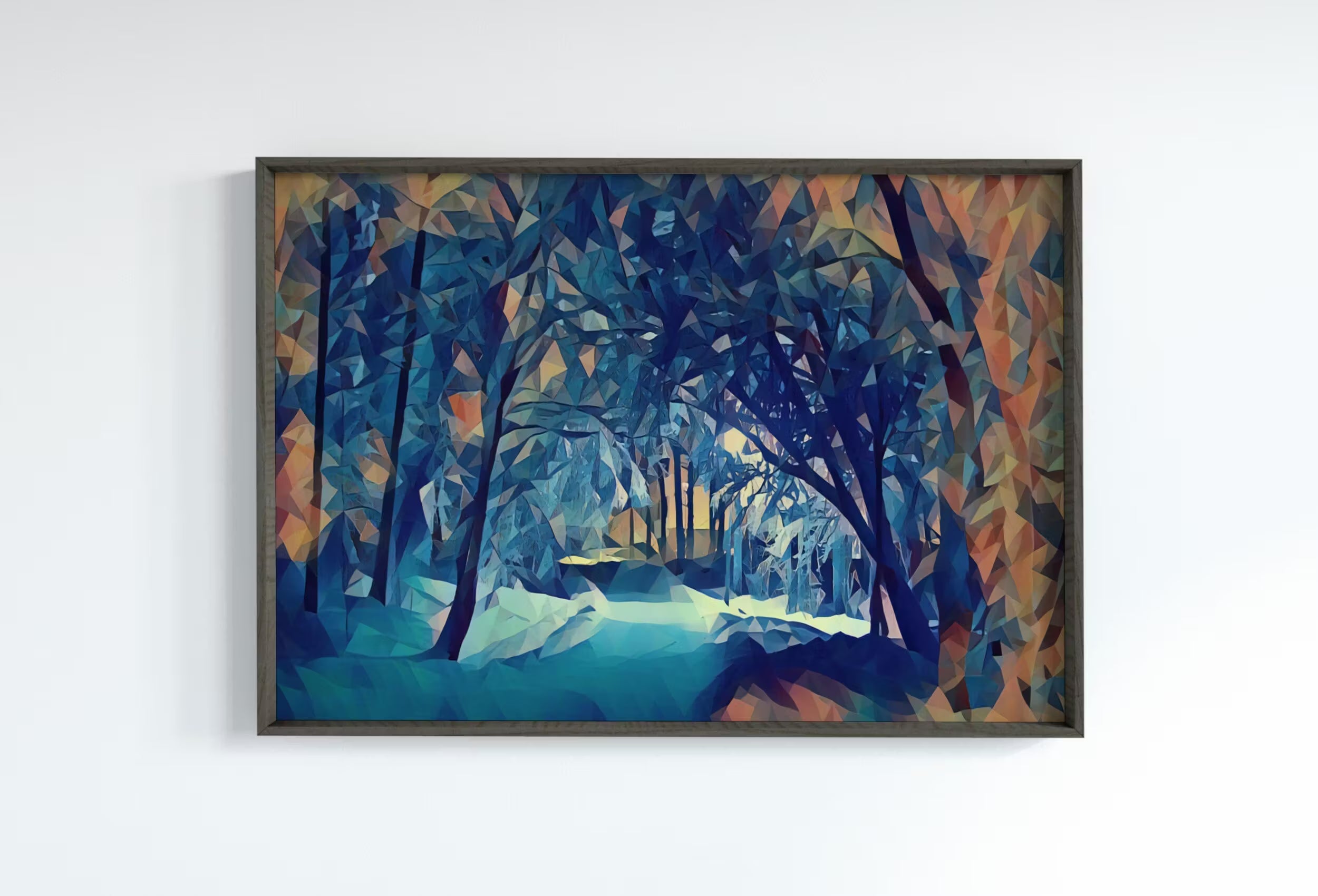Snowy Winter Forest Trail Print. Abstract Winter Nature Landscape. Winter Poster Snowy Trees Wall Art. Snow Covered Trees. Printable Art.