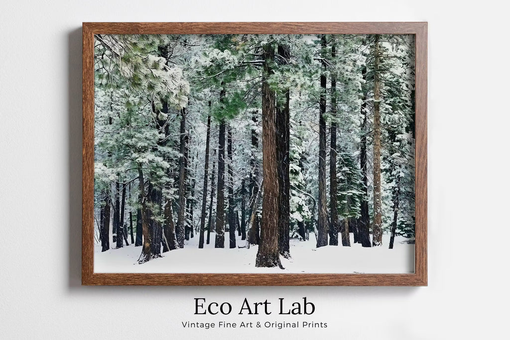 Snowy Winter Forest Print. Printable Art. Christmas Wall Art