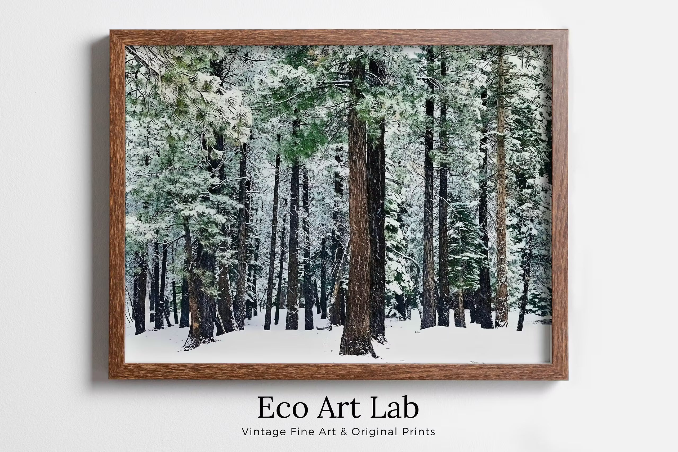 Snowy Winter Forest Print. Printable Art. Christmas Wall Art