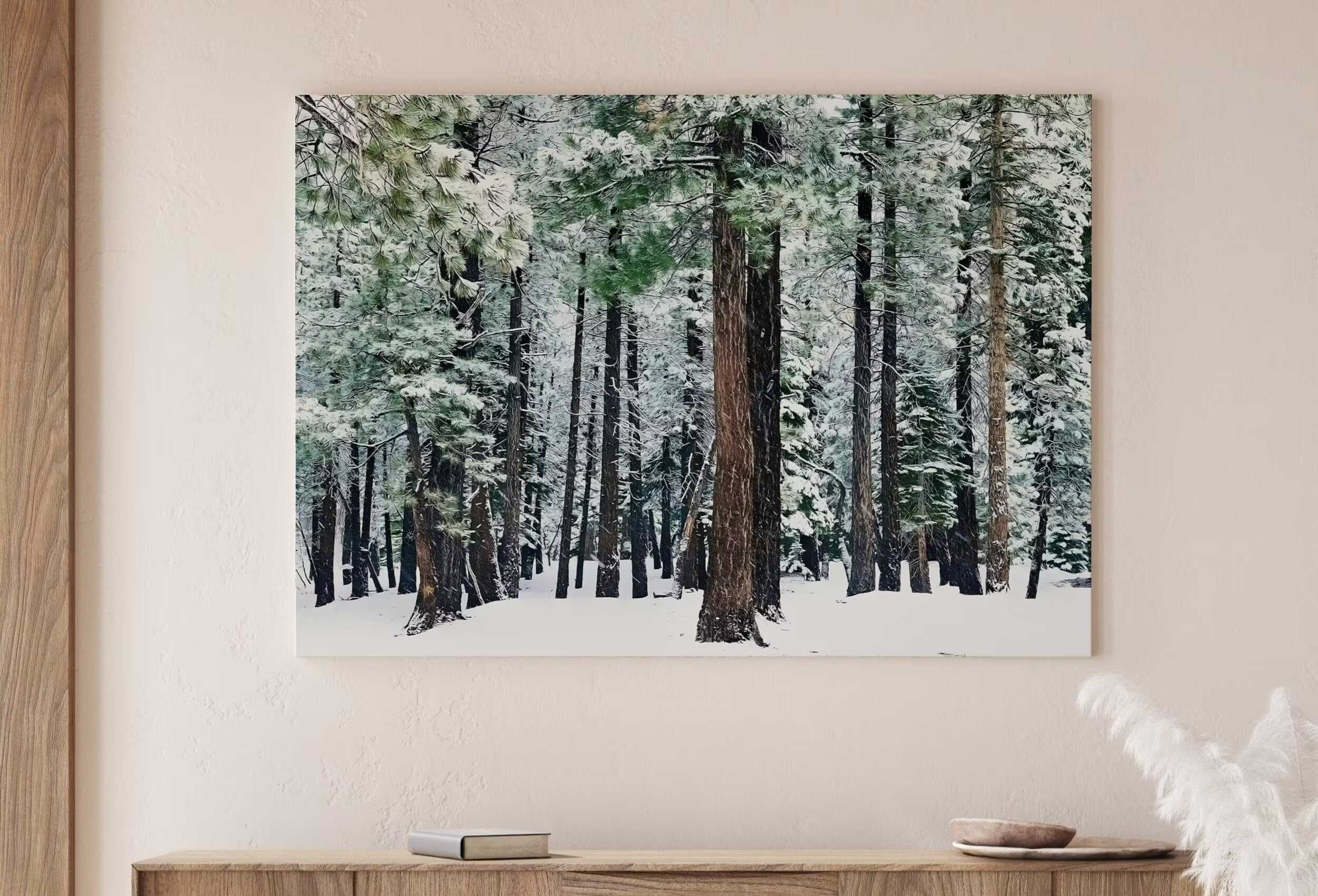Snowy Winter Forest Print. Printable Art. Christmas Wall Art