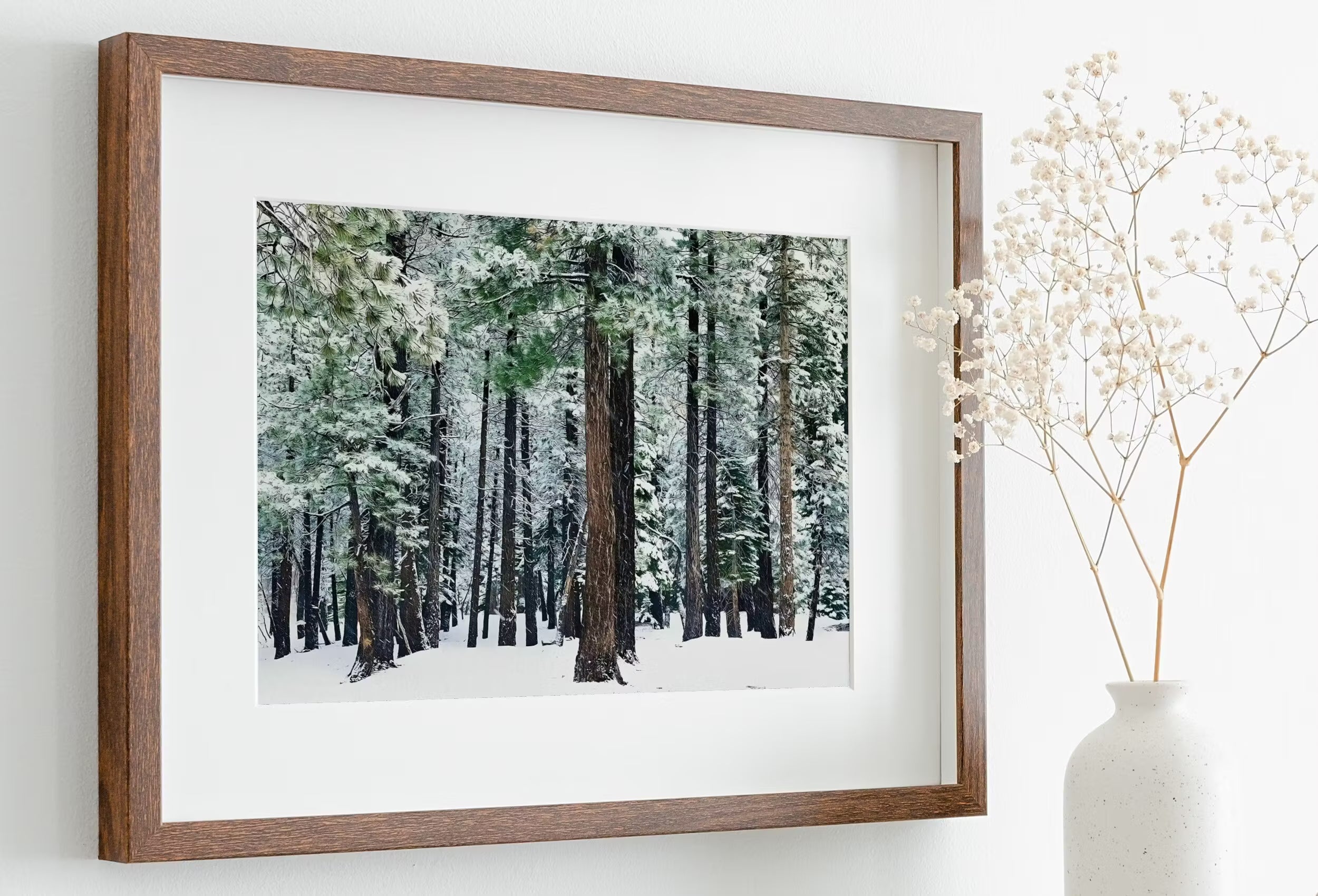 Snowy Winter Forest Print. Printable Art. Christmas Wall Art