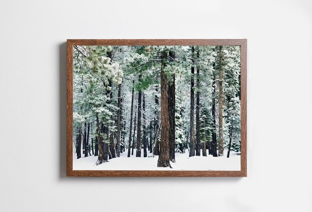 Snowy Winter Forest Print. Printable Art. Christmas Wall Art