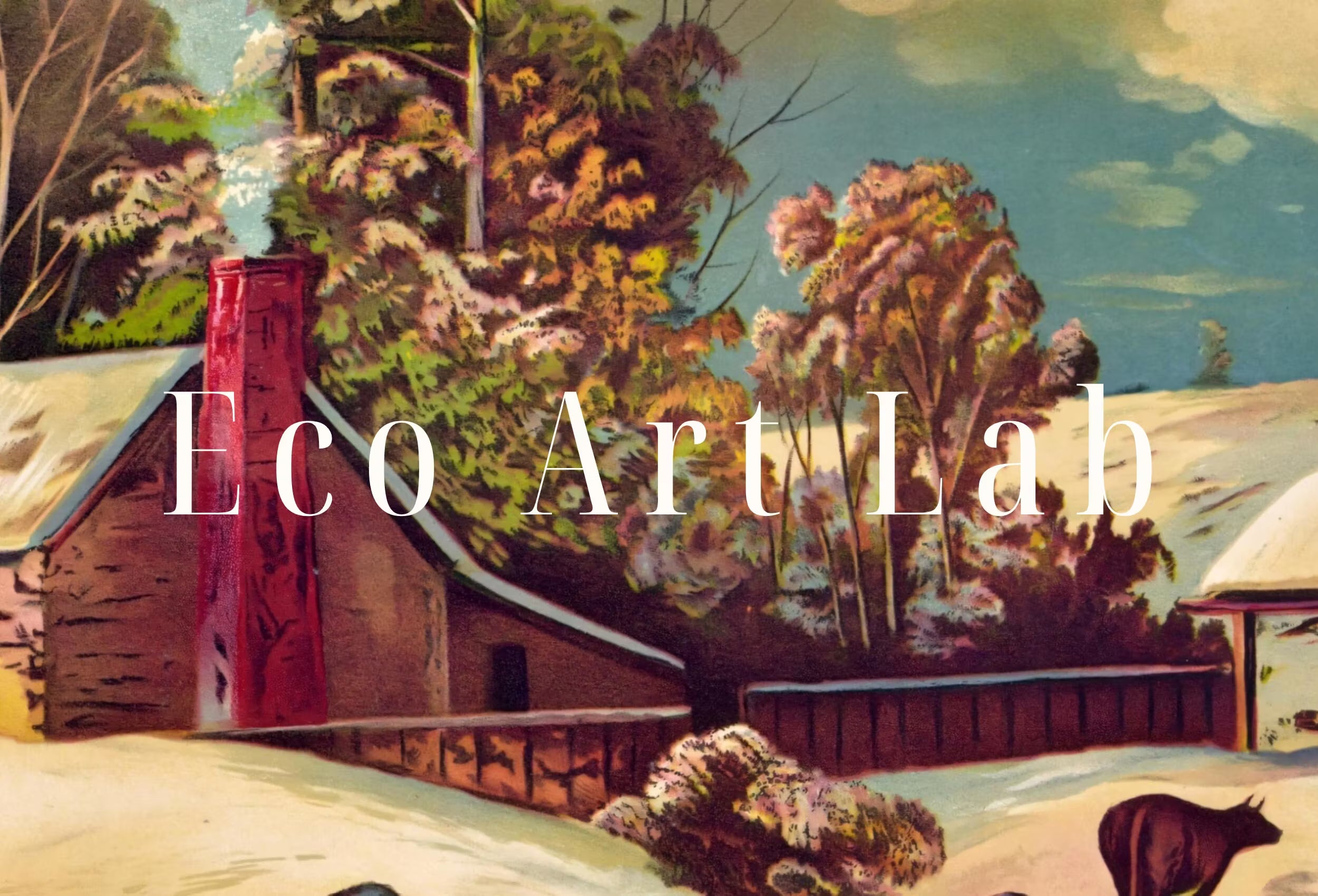 American Winter Life Vintage Art Print. Antique PRINTABLE Painting. Instant Download. Winter Scene Landscape Art. Rustic Country Art