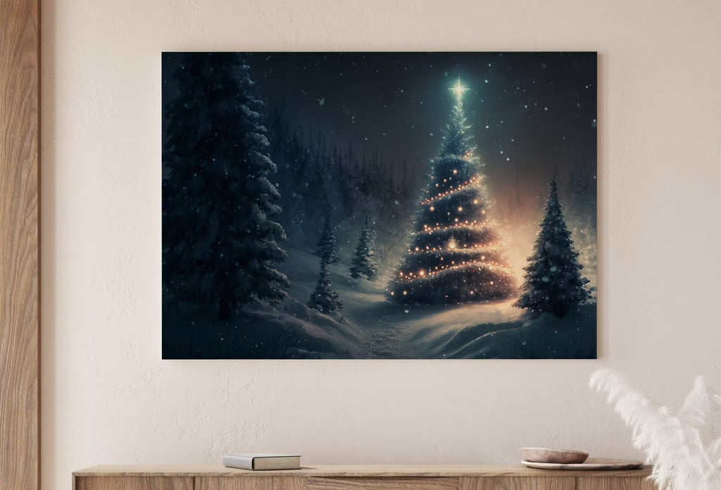 Winter Landscape - Christmas Tree in Forest - Printable Art