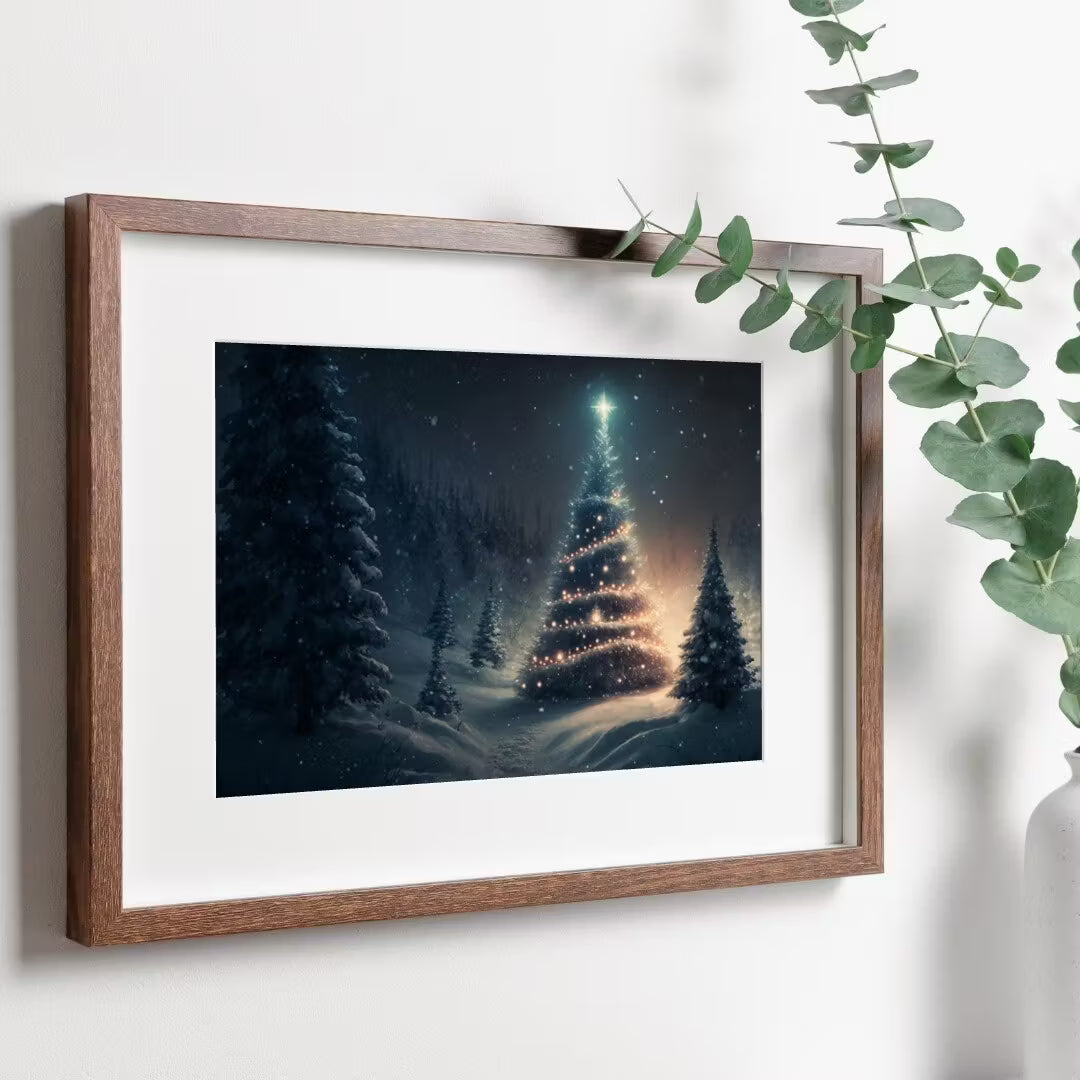 Winter Landscape - Christmas Tree in Forest - Printable Art