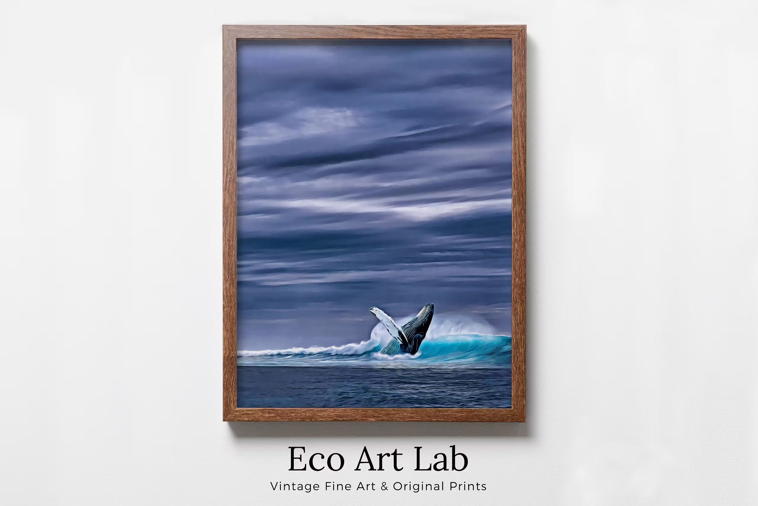 Humpback Whale Art Digital Painting Printable Wall Art. Instant Download Ocean Art, Digital Print Whale Poster. Whale Art Print