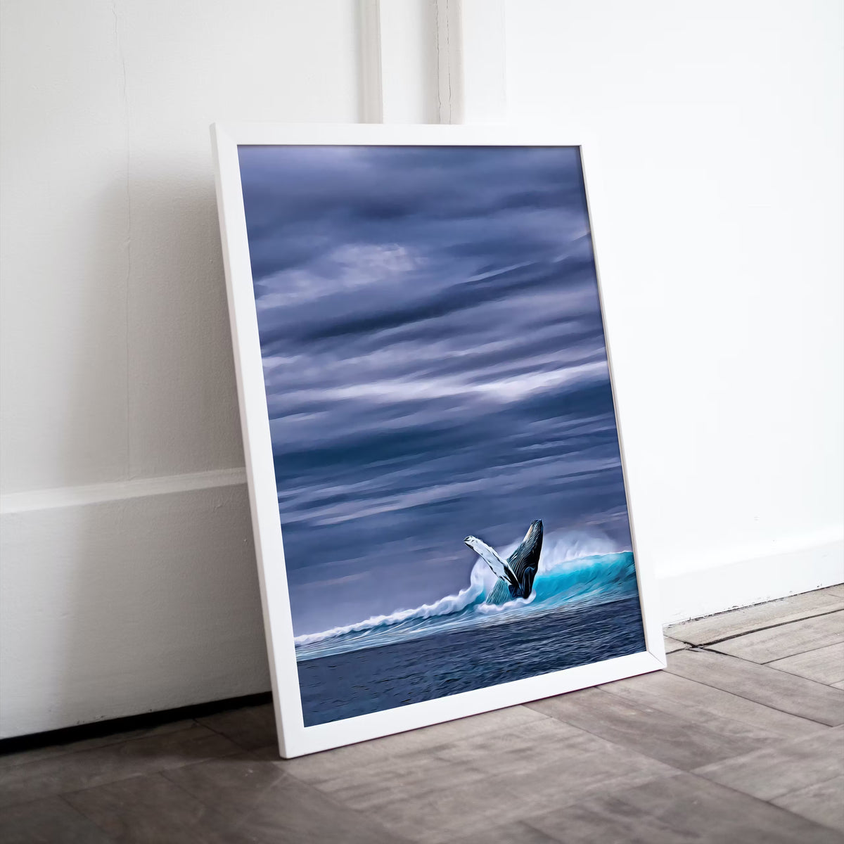 Humpback Whale Art Digital Painting Printable Wall Art. Instant Download Ocean Art, Digital Print Whale Poster. Whale Art Print