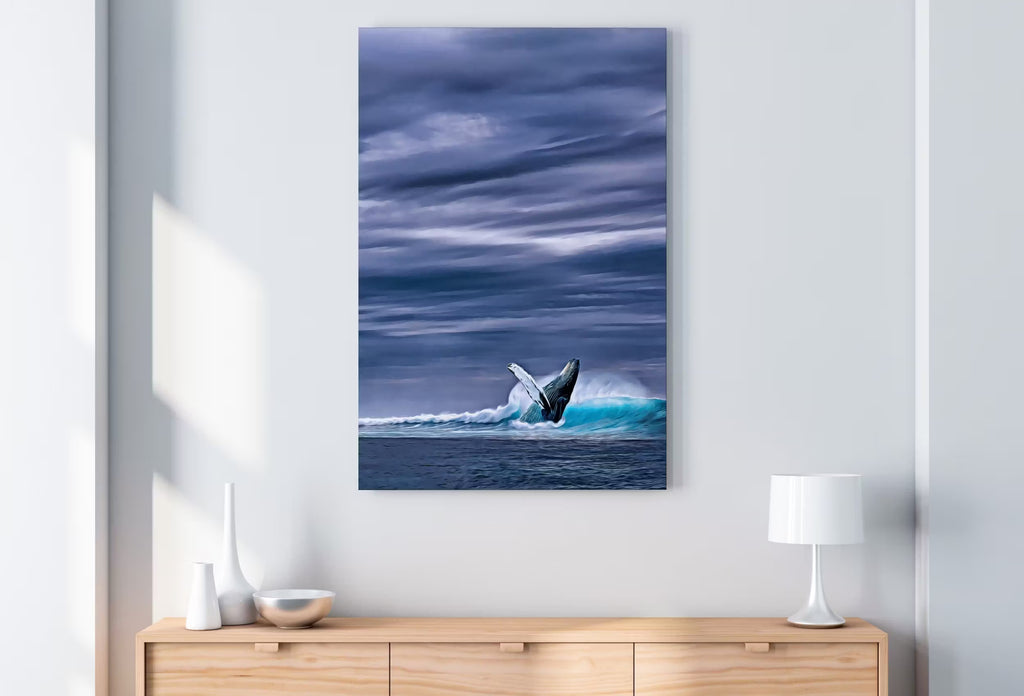 Humpback Whale Art Digital Painting Printable Wall Art. Instant Download Ocean Art, Digital Print Whale Poster. Whale Art Print