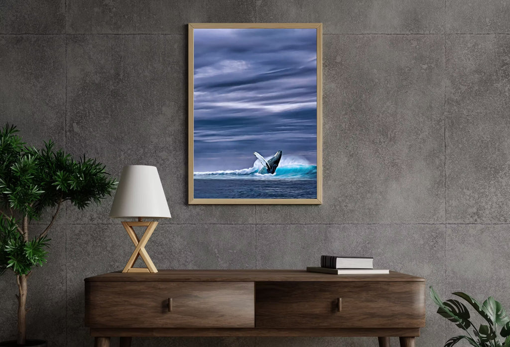 Humpback Whale Art Digital Painting Printable Wall Art. Instant Download Ocean Art, Digital Print Whale Poster. Whale Art Print