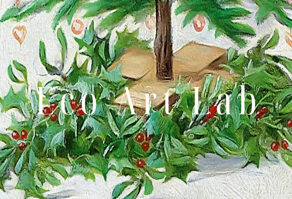 Dogs Sitting Around Christmas Tree. Vintage Painting Printable Wall Art. Retro Christmas Art. Merry Christmas Old Illustration. Dogs Poster