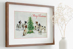 Dogs Sitting Around Christmas Tree. Vintage Painting Printable Wall Art. Retro Christmas Art. Merry Christmas Old Illustration. Dogs Poster