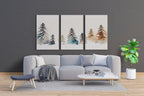 Minimalist Snowy Winter Trees Painting. Printable Wall Art