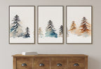 Minimalist Snowy Winter Trees Painting. Printable Wall Art
