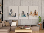 Minimalist Snowy Winter Trees Painting. Printable Wall Art