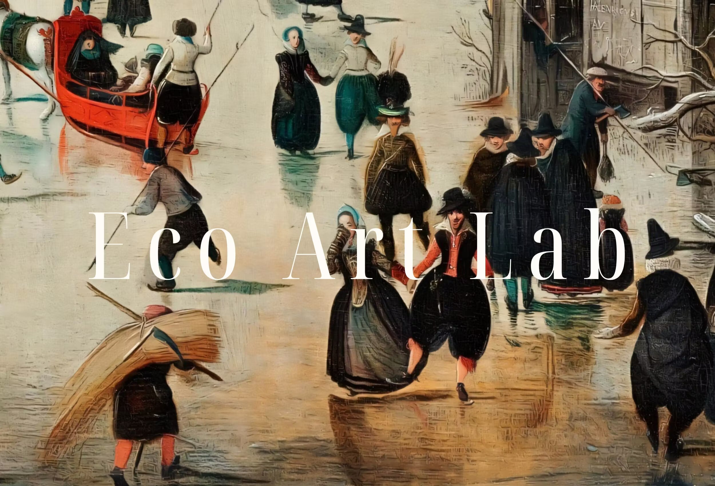 Vintage Winter Landscape w/ Ice Skaters Painting. Antique Holiday PRINTABLE Art Print. Instant Download Winter Scene. Country Landscape Art