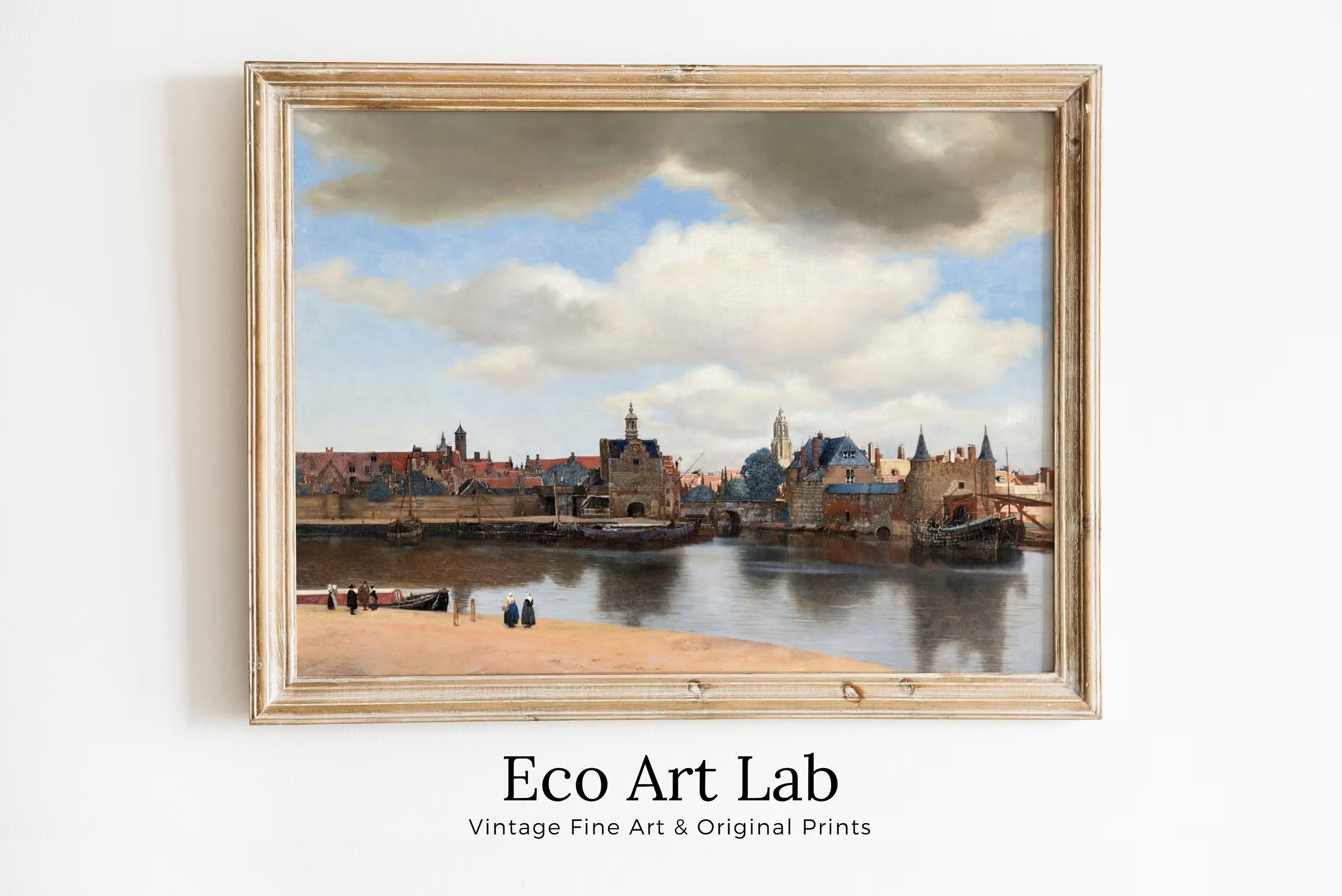 European Landscape Vintage City Oil Painting. Antique Cityscape Print. Classic Famous Vintage Vermeer Print. PRINTABLE Digital Download.