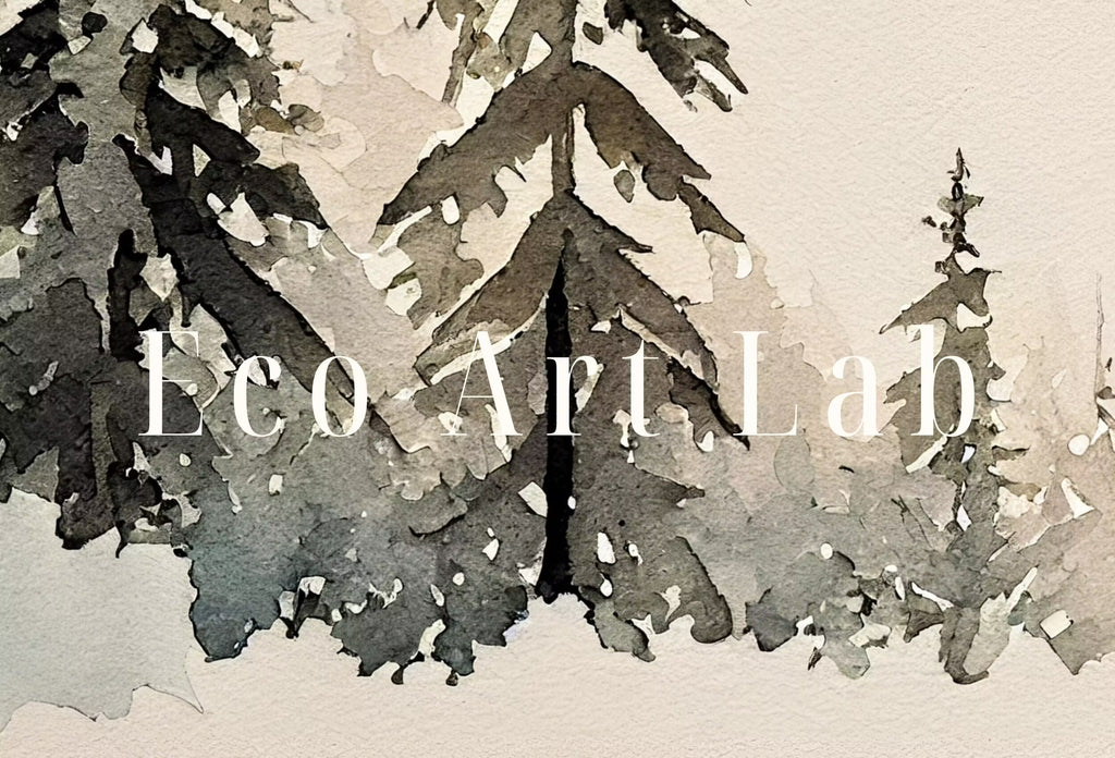 Minimalist Watercolor Winter Landscape Painting. Winter Painting Print. Snowy Winter Trees Printable Wall Art. Christmas Wall Art. Download