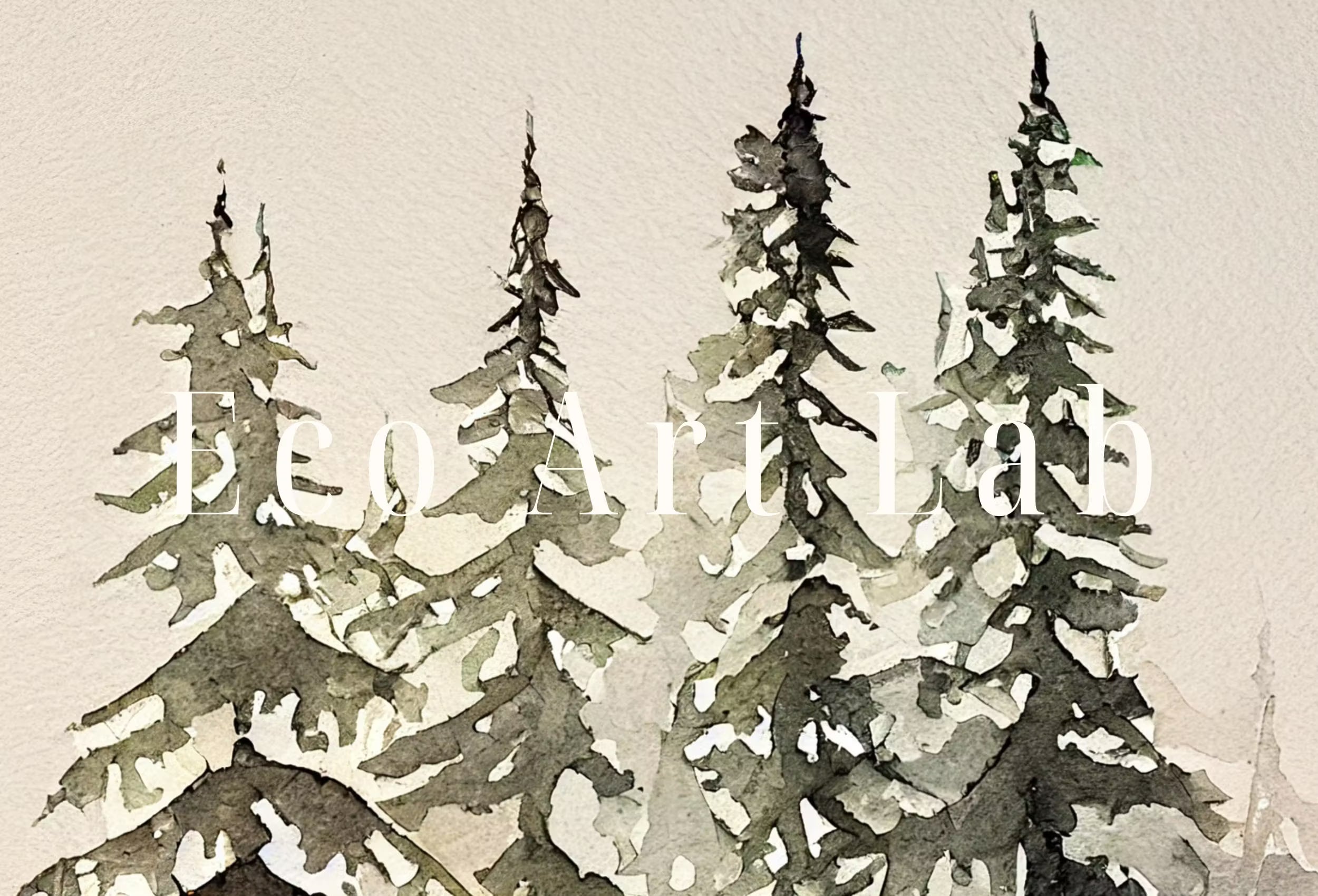 Minimalist Watercolor Winter Landscape Painting. Winter Painting Print. Snowy Winter Trees Printable Wall Art. Christmas Wall Art. Download